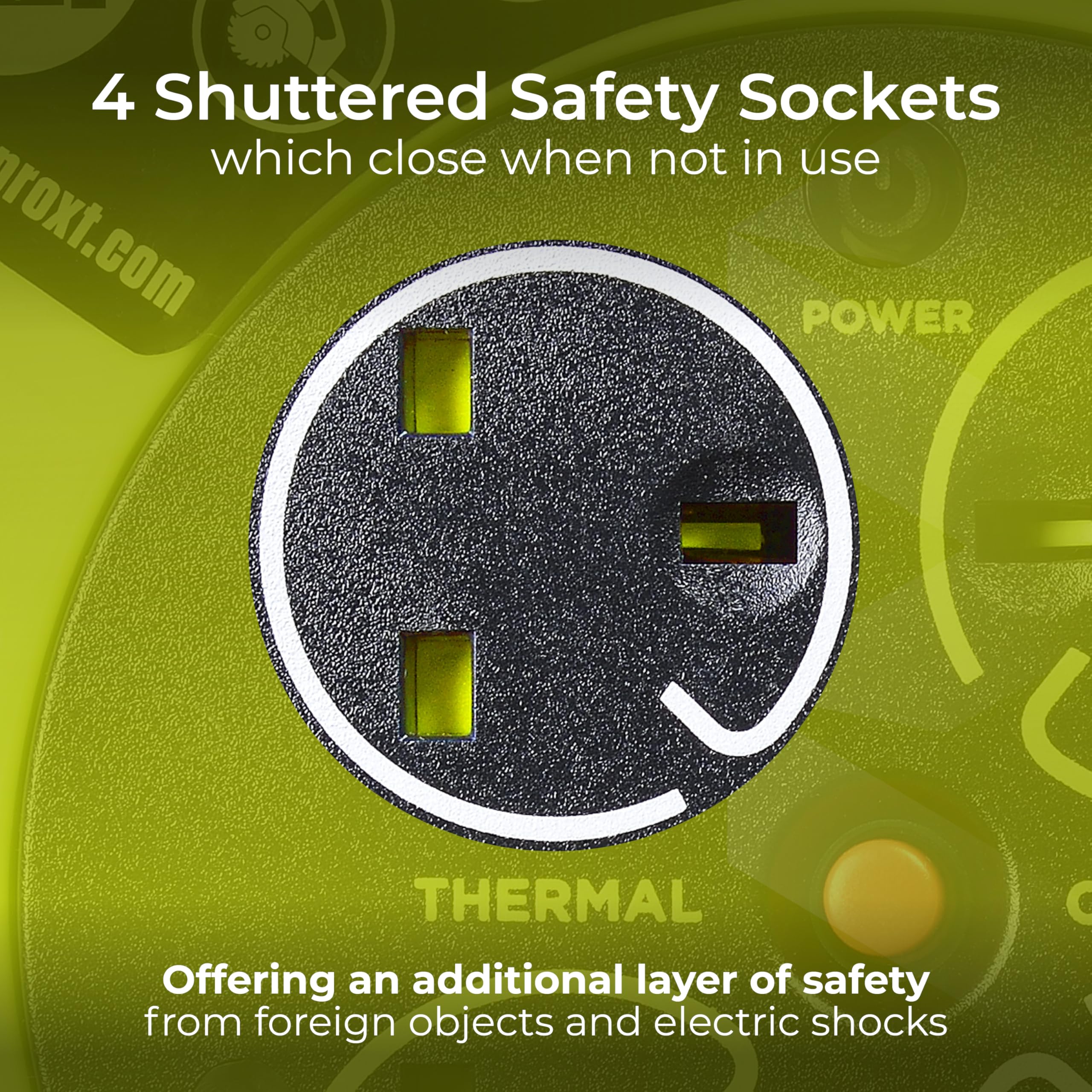 Masterplug Pro-XT Four Socket Open Cable Reel Extension Lead with Winding Handle, Thermal Cut Out and Power Switch, 25 Metres High Visibility Cable , Green