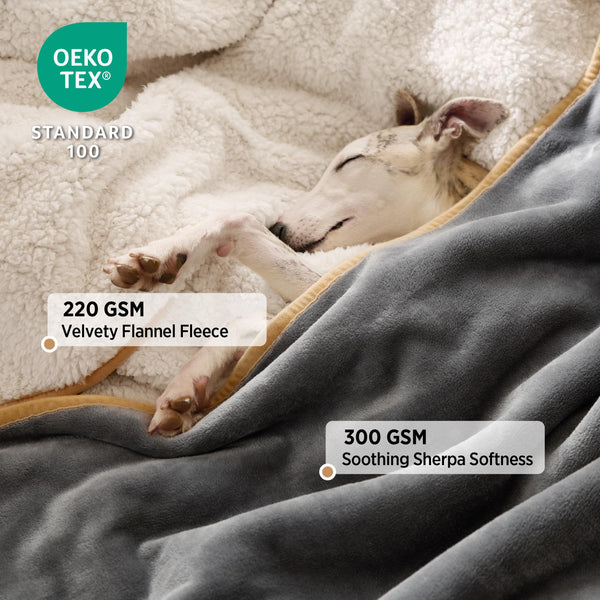 Lesure Waterproof Fleece Blanket Washable - 152x203cm Ultra Soft Grey Dog Blanket Over Sofa Bed Garden, Twin/Double Throw with Soft Plush, Fit All Season