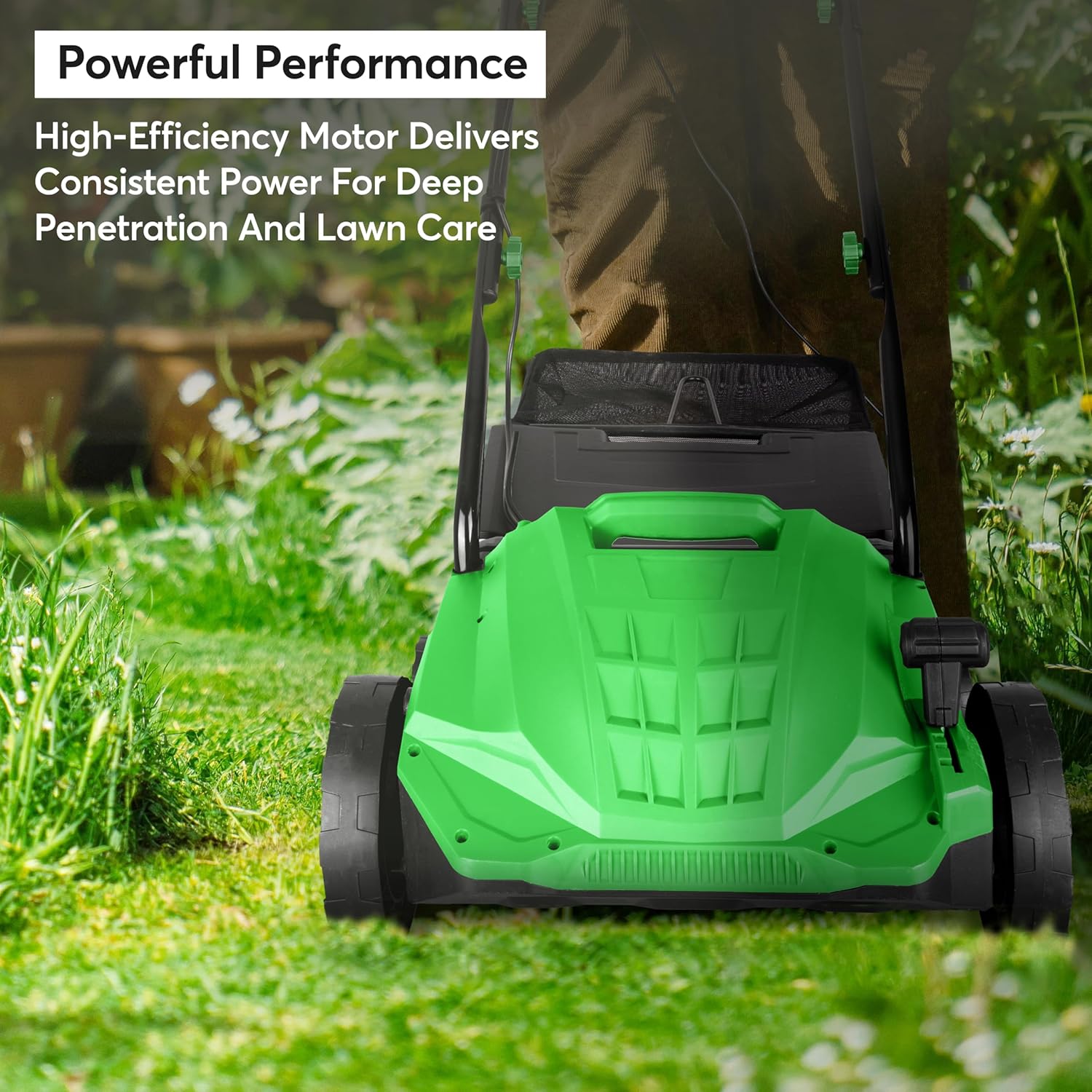 1500w Electric 1500w Electric Lawn Scarifier Aerator Lawn Rake 30L Collection Box 32cm Working Width 4 Adjustable Scarifying Heights 2 Interchangeable Rollers Foldable Handles 10M Cable Length