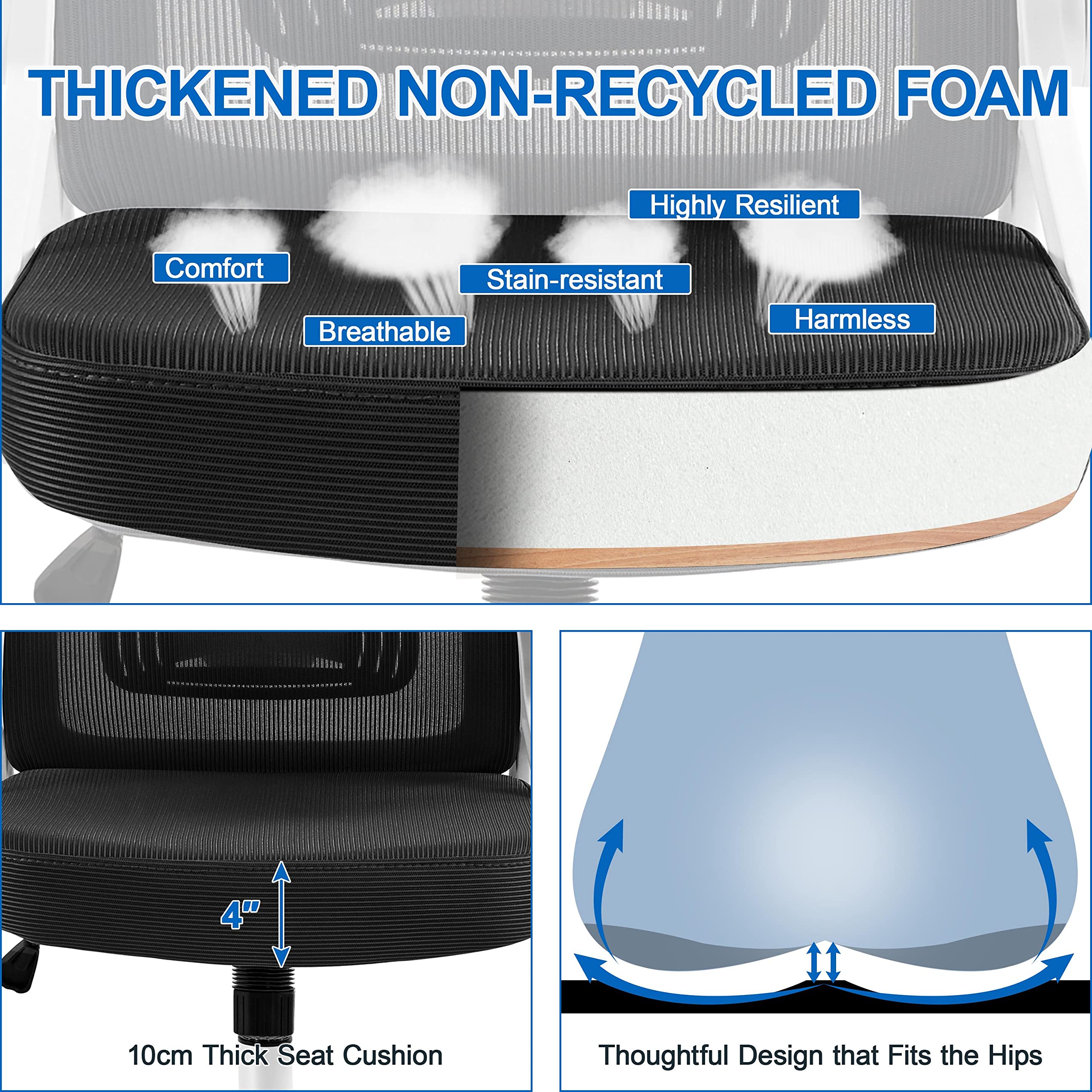 Yaheetech High Back Home Office Chair Ergonomic Swivel Desk Chair with Arms and Height Adjustable Back Support for Home Study or Manager Work White/Pink