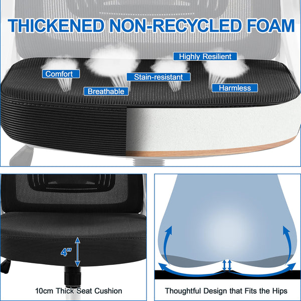 Yaheetech High Back Home Office Chair Ergonomic Swivel Desk Chair with Arms and Height Adjustable Back Support for Home Study or Manager Work White/Pink