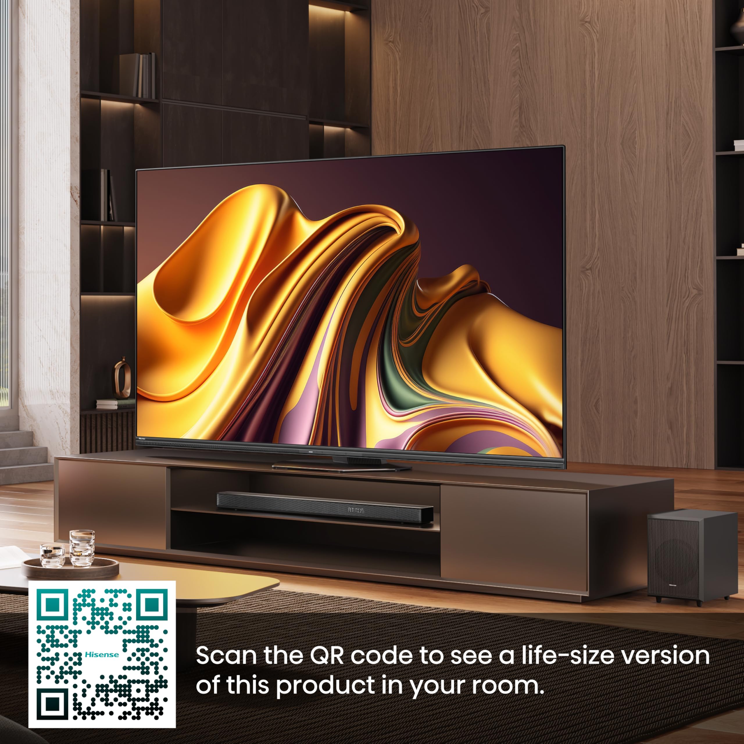Hisense 55 Inch 4K Mini-LED TV 55U6NQTUK - Quantum Dot Colour, Dolby Vision Atmos, Hi-View Engine, FilmMaker Mode, Vidaa OS with Voice Control, Freely, Youtube, Netflix and Disney+ (2024 Model)