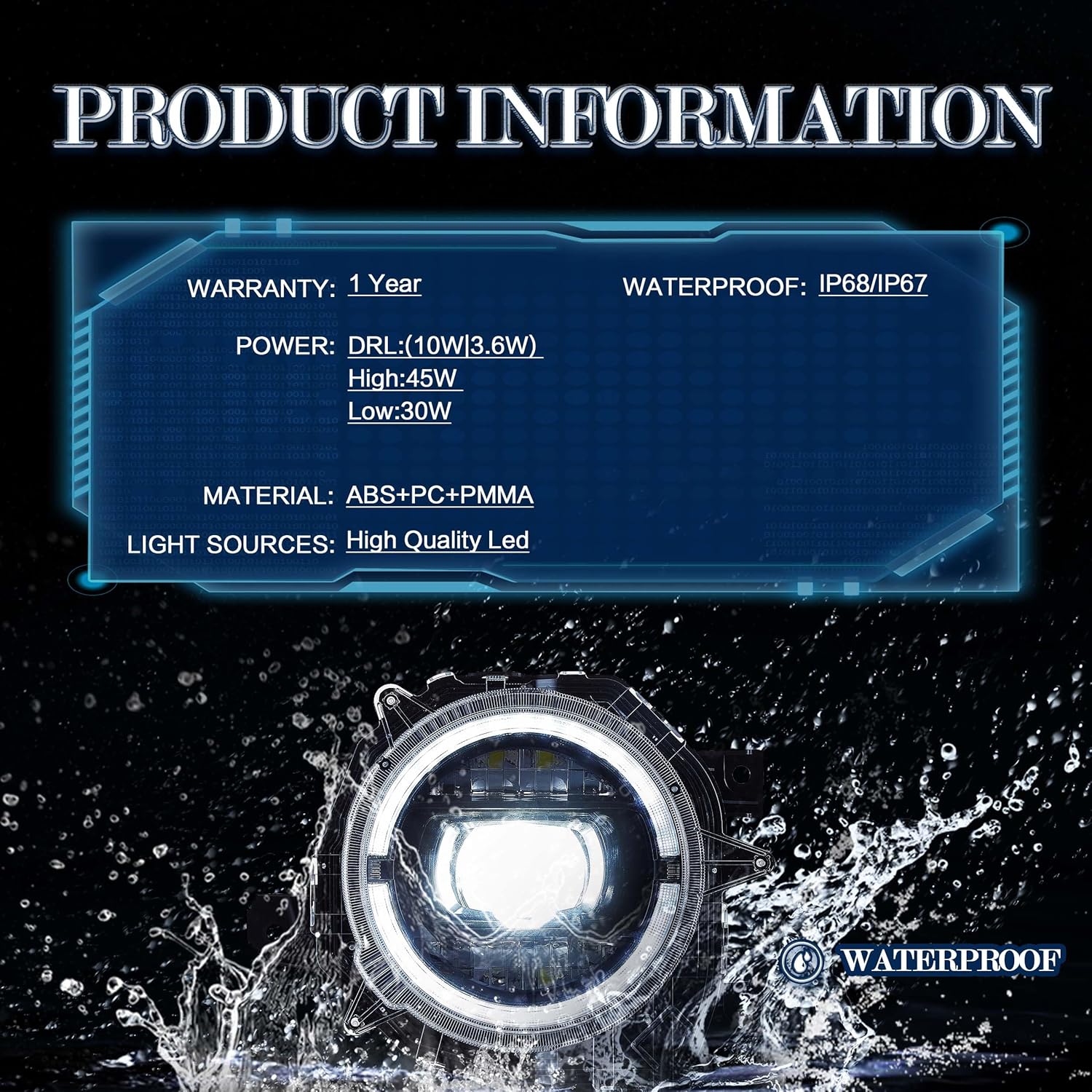 VLAND Headlights Compatible with 2019-2023 SUZUKI JIMNY, LED Front Light with Dynamic Startup DRL