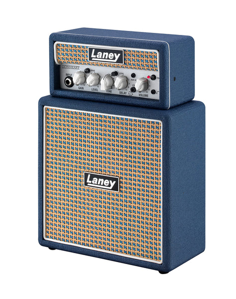 Laney MINISTACK-IRON Battery Powered Guitar Amp – Compact 6W Mini Stack with 4 Speakers, Clean/Drive, Delay, LSI Smartphone Input, AUX In, Headphone Out & Free Ultimate Guitar Subscription - Ironheart