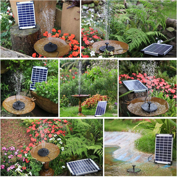 AISITIN 5.5W Solar Fountain Pump, Solar Water Pump Floating Fountain Built-in Battery, with 6 Nozzles, for Bird Bath, Fish Tank, Pond or Garden Decoration