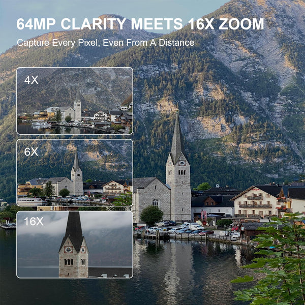 Digital Camera,4K 64MP Cameras for Photography with Beauty Light 180°flip Screen Compact Vlogging photo Camera, 18 Digital Zoom, Adjustable Flashlight