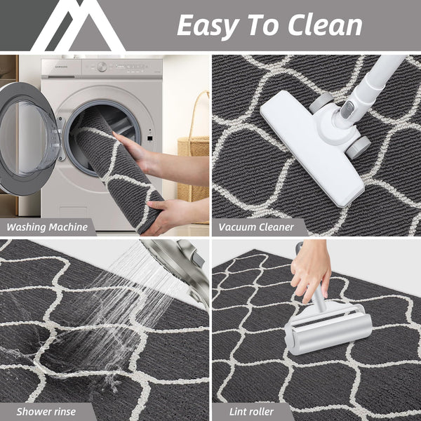 COSY HOMEER Kitchen Mat, 60 x 120cm, Non-Slip Floor Runner Rug, Machine Washable for Entryway, Laundry Room, Grey