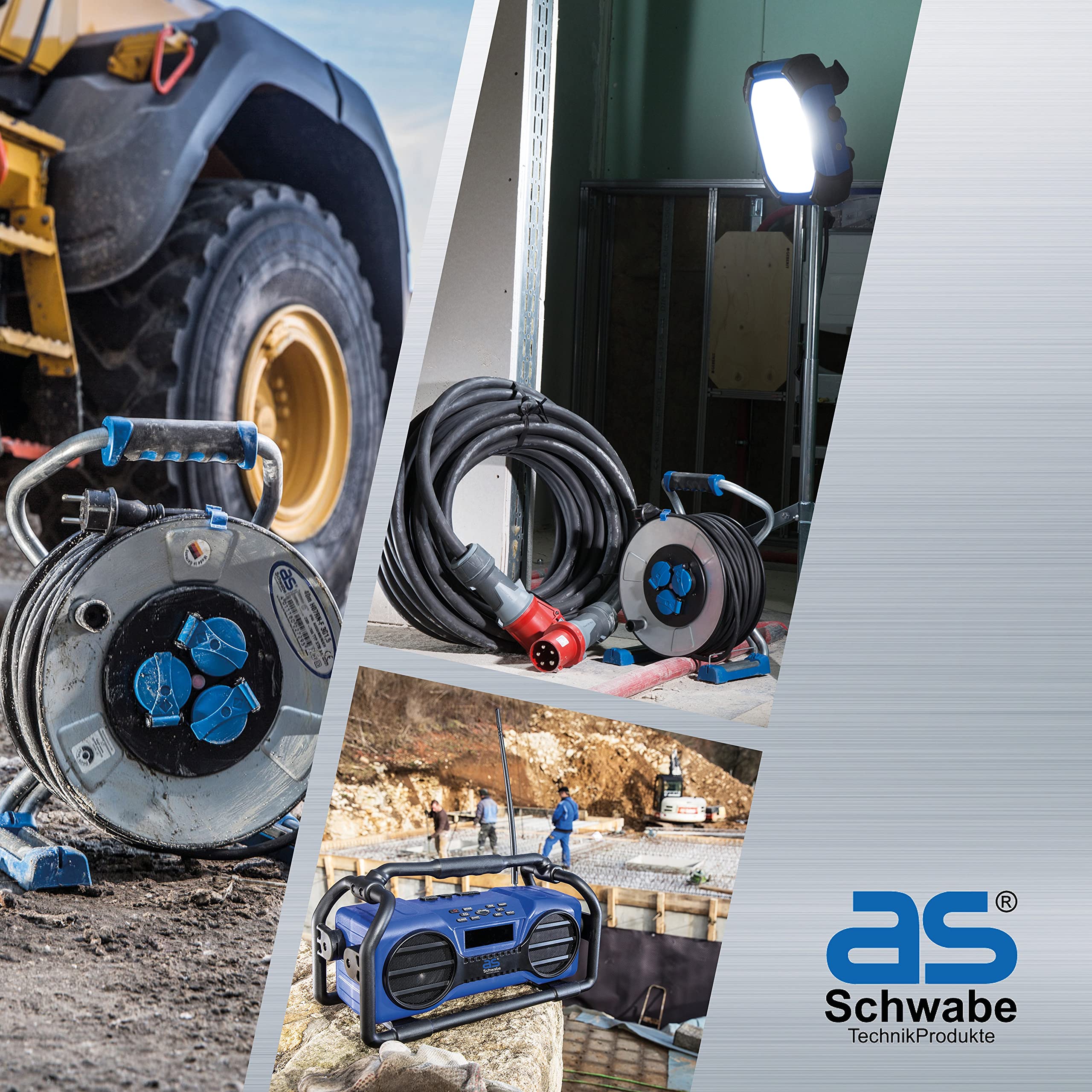 as - Schwabe 12612 10 m Retractable Compressed-Air Hose Reel and 1 m Connection Hose - Blue