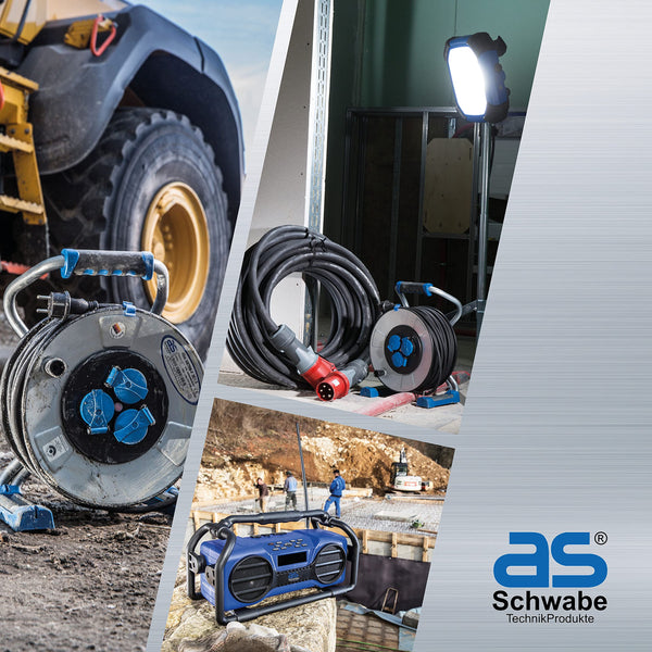 as - Schwabe 12612 10 m Retractable Compressed-Air Hose Reel and 1 m Connection Hose - Blue