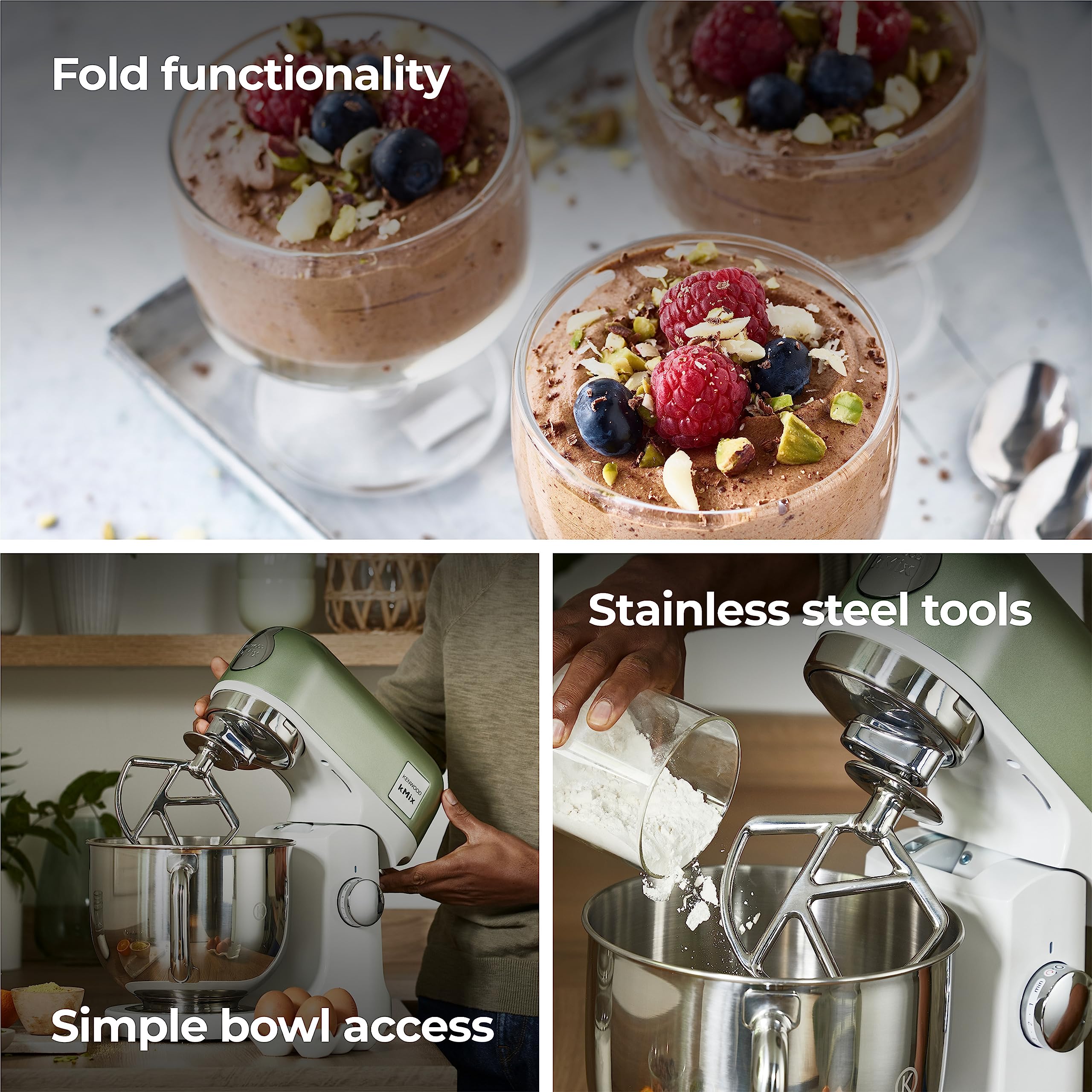 Kenwood kMix Editions KMX760API Kitchen Machine, 5 l Stainless Steel Bowl, Safe-Use Safety System, Metal Casing, 1000 Watts, incl. 3-Piece Patisserie Set and Splash Guard, Apricot Pink