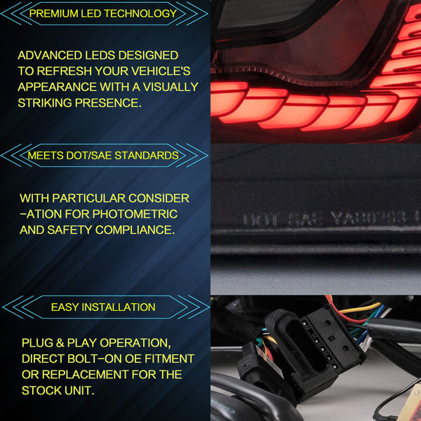 VLAND OLED Rear Lights Compatible with 2013-2018 BMW 3 Series F30 F35 F80 320i 328i 335i Sedan (Not for F31 F34), Tail Lights with Sequential Indicators, E-mark, Red