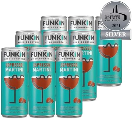 Funkin Espresso Martini Pre-Mixed Cocktail Cans 200 ml (Case of 12) - Premium Ready to Drink Cocktails - Bar Quality Drinks At Home - Nitro Infused