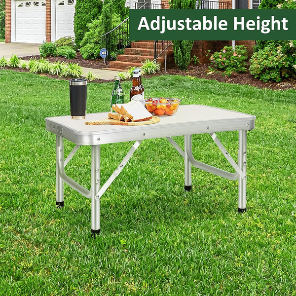 Youyijia 2FT Camping Table Folding Picnic Table Adjustable Height Multipurpose Party Dining small camping Table Lightweight with Carry Handle for Catering Buffet and Garden