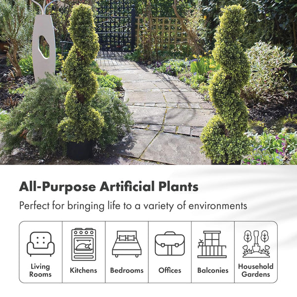 2 x Artificial Topiary Boxwood Spiral Trees (3ft/90cm)