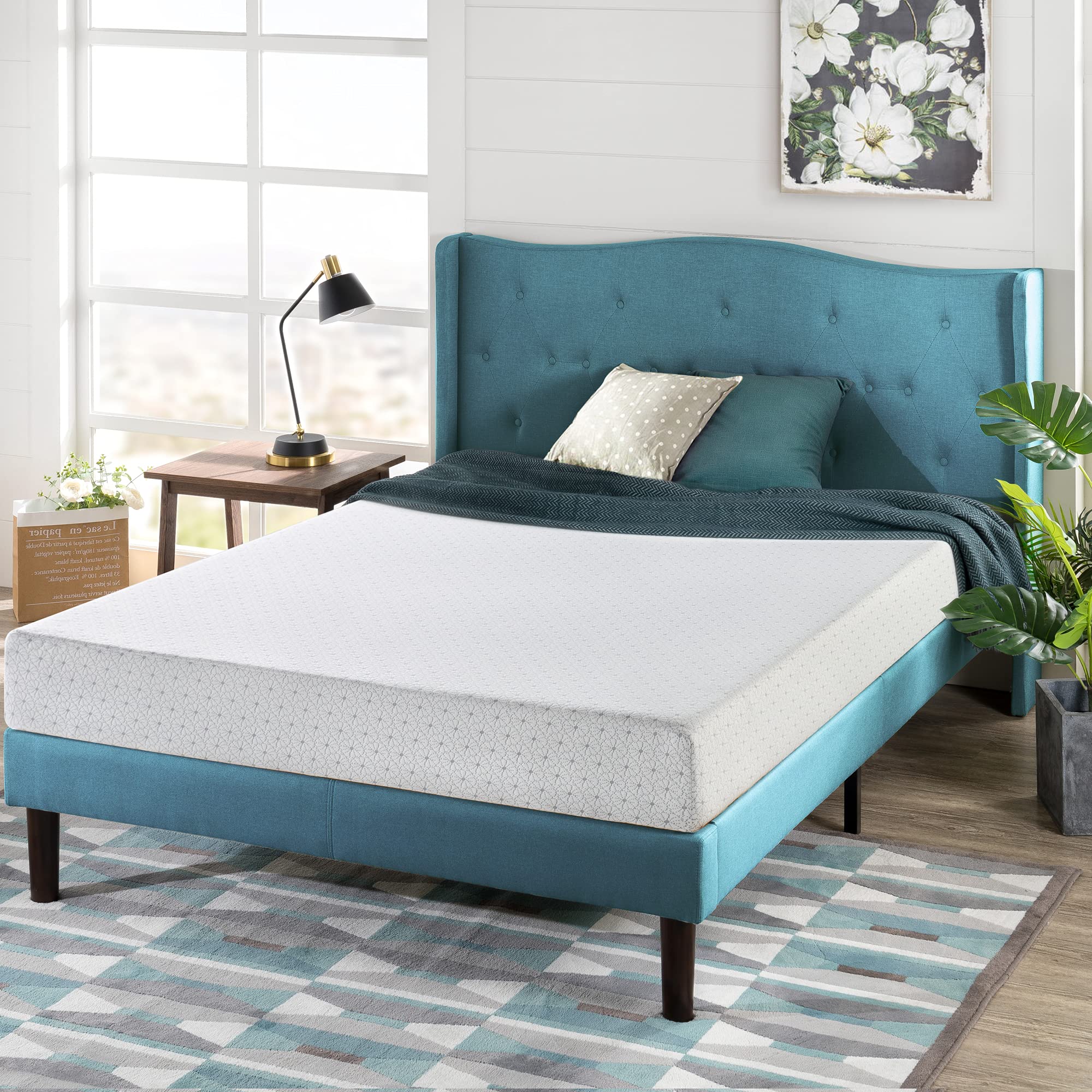 ZINUS Single Mattress - Memory Foam - 90x190cm/3x6ft - Height 13cm/5in - Medium Firmness - Orthopaedic Support with Comfort foam - Green tea Designed in UK standards