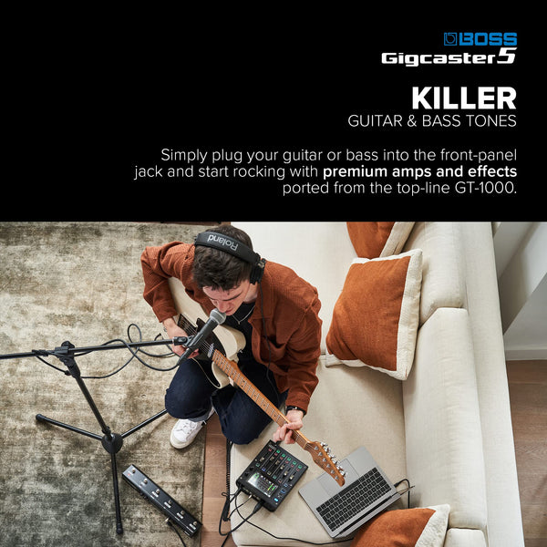 BOSS Gigcaster 8 | 8-Channel Audio Streaming Mixer with Direct Guitar/Bass Input | 4 XLR/TRS Combo Inputs | Built-In Stereo Mic | 8 SFX Pads | 20x14 USB Audio Interface | Onboard Recording | Bluetooth