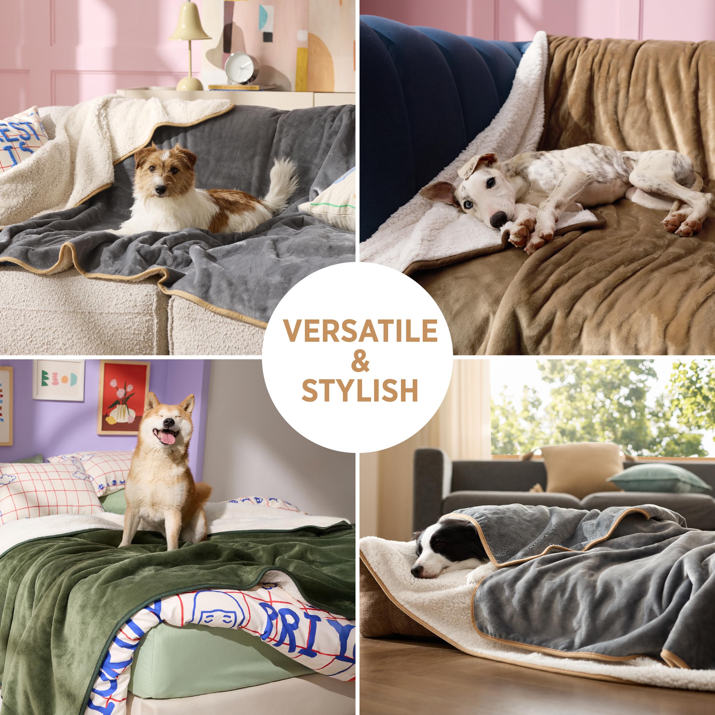 Lesure Waterproof Fleece Blanket Washable - 152x203cm Ultra Soft Grey Dog Blanket Over Sofa Bed Garden, Twin/Double Throw with Soft Plush, Fit All Season