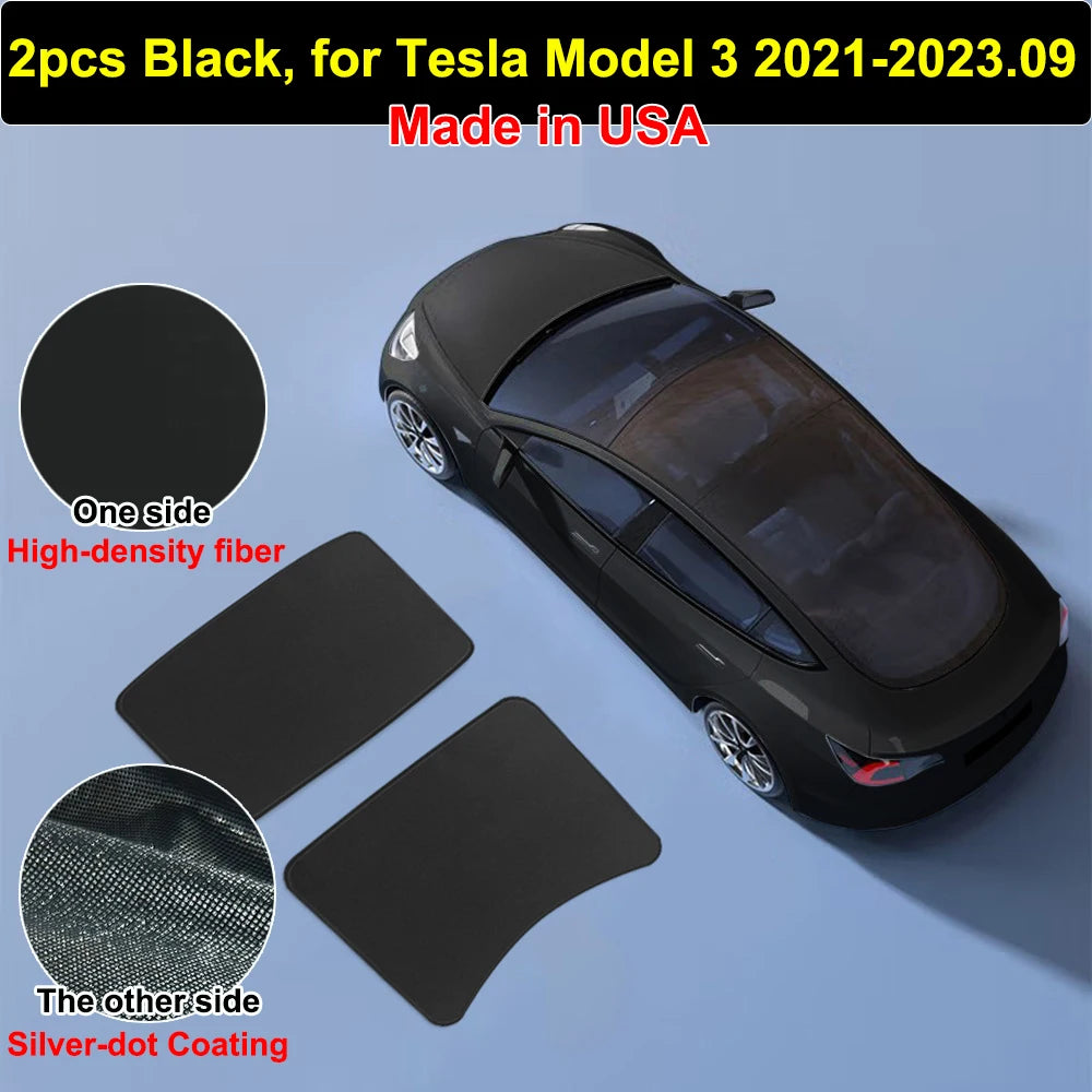 Sunshades For Tesla Model 3 Sunroof Highland 2025 Model Y 2020-25 Ice Cloth Buckle Sun Pare Glass Front Rear Skylight Accessory