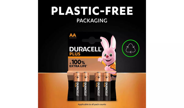 Duracell Plus Alkaline AA Batteries - Pack of 4