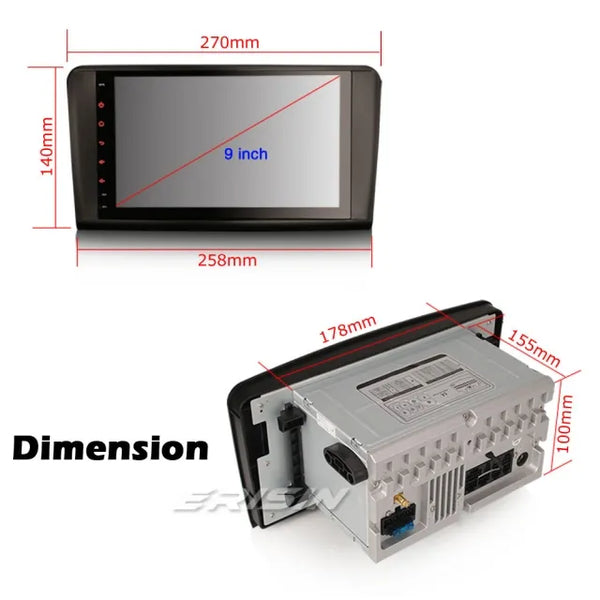 ES8794L 8-Core 9" Touchscreen Headunit Android 10.0 Car Stereo GPS SatNav Mercedes ML-Class GL-Class X164 W164 DSP CarPlay DAB+ 4G WiFi Bluetooth Mercedes ML-Class W164 2005-2012 ML300 ML350 ML450 ML500 GL-Class X164 2005-2012 GL320 GL350 GL450 GL500