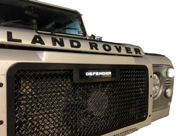 Zunsport Front Bumper Stainless Wire Mesh Black Grille - Landrover Defender Stainless Steel Illuminated Front Grille - Front Grille Set - Part Number: ZLD91107B Black Finish