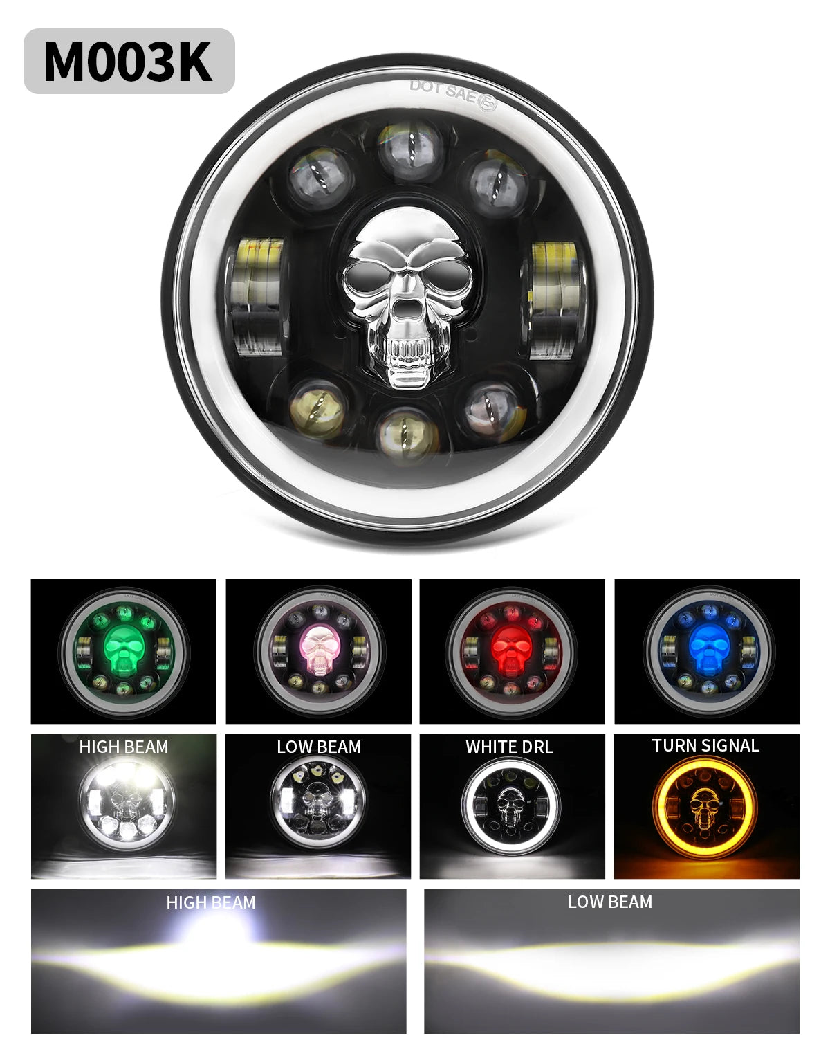 BraveWAY 5.75″ Round LED Headlight for Motorcycle 5-3/4 inch Moto Light with White/Amber DRL+ Start-up Gradient Welcome Halo