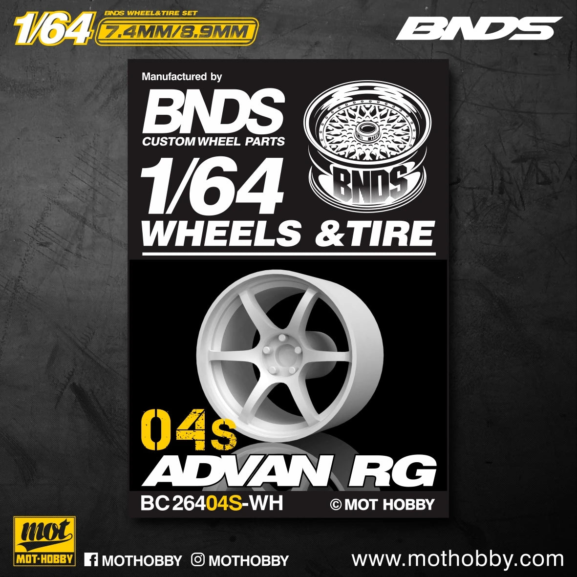 BNDS 1/64 Wheels With Rubber Tires ABS Assembly Rims Modified Parts for 1:64 Model Car VIP Style Detail-up Set New Clearance