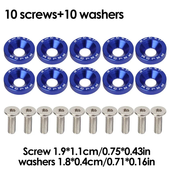 JDM Fender Washers M6 Bolt Set Car Modification Gasket Screw Fender Bumper Engine Aluminum Concave Screws Hex Fastener for Honda