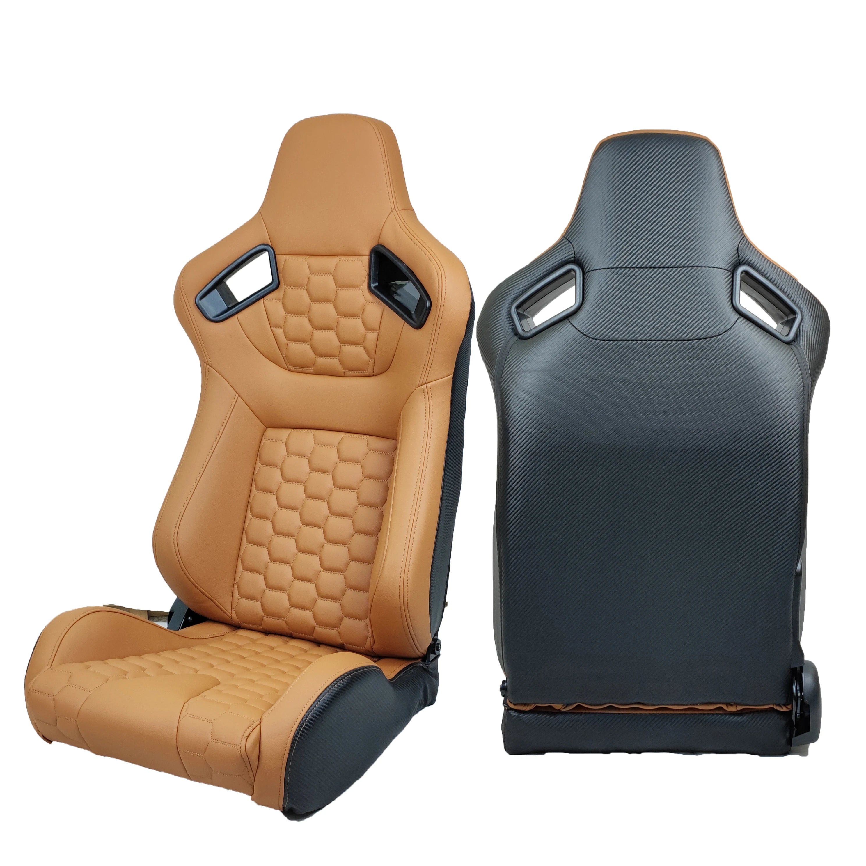 JIABEIR 9008 Brown High Quality Leather Adjustable Simulator Sim Bucket Car Racing Seats