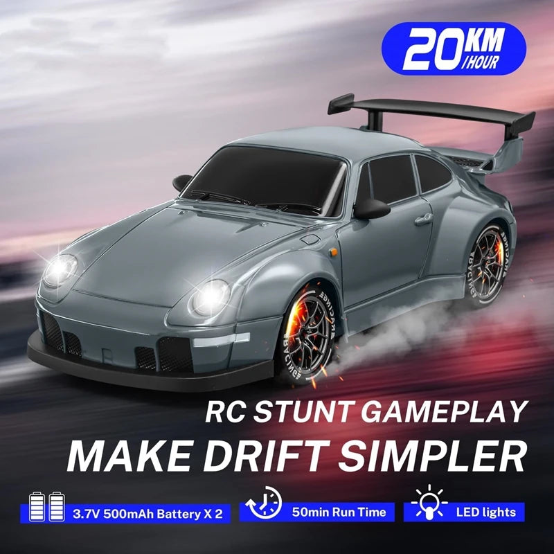 4WD RC Drift Car With LED Light 2.4G Radio 20KM/h High Speed Remote Control Racing Cars Vehicle Model Toy Gift for Boy Girl Kid