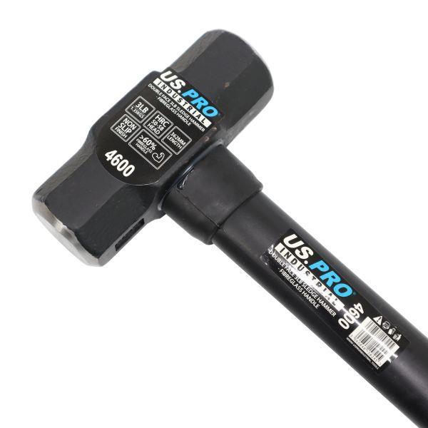 US PRO INDUSTRIAL Double Face 3Lb Sledge Hammer Fibreglass Handle 4600