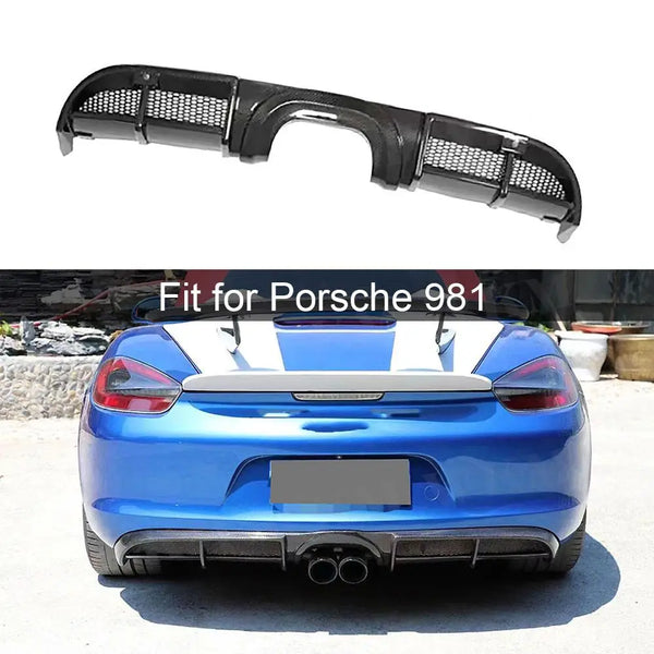 For Porsche Cayman Boxster 981 2013 2014 2015 Real Car Carbon Fiber Trunk Bumper Rear Lip Diffuser Splitter Protector Cover