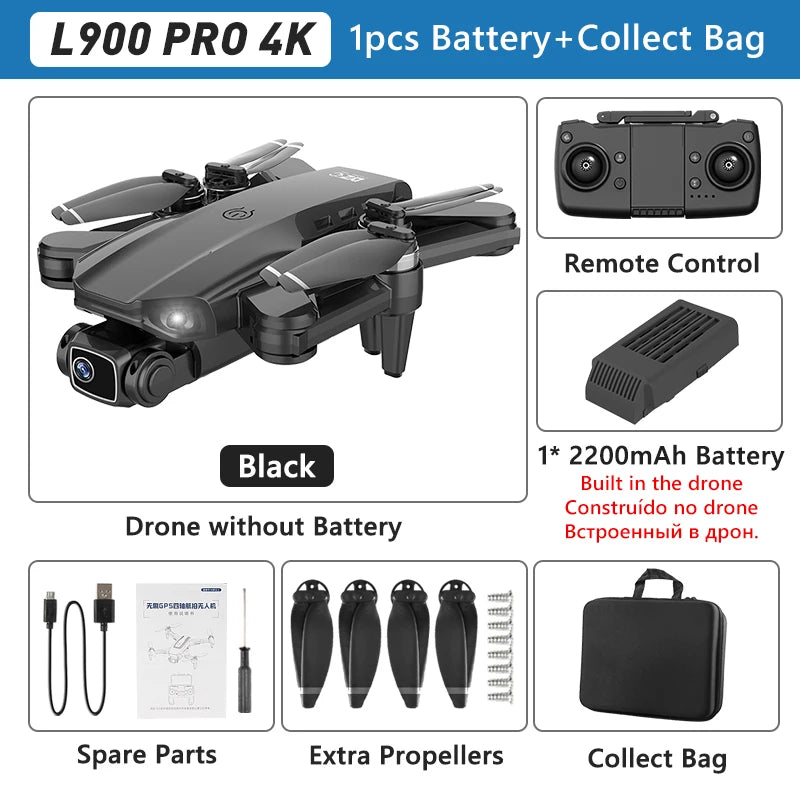 L900 Pro MAX GPS Drone 4K Professional HD Dual Camera 5G Wifi 360° Obstacle Avoidance Brushless Foldable Quadcopter RC Drone Toy