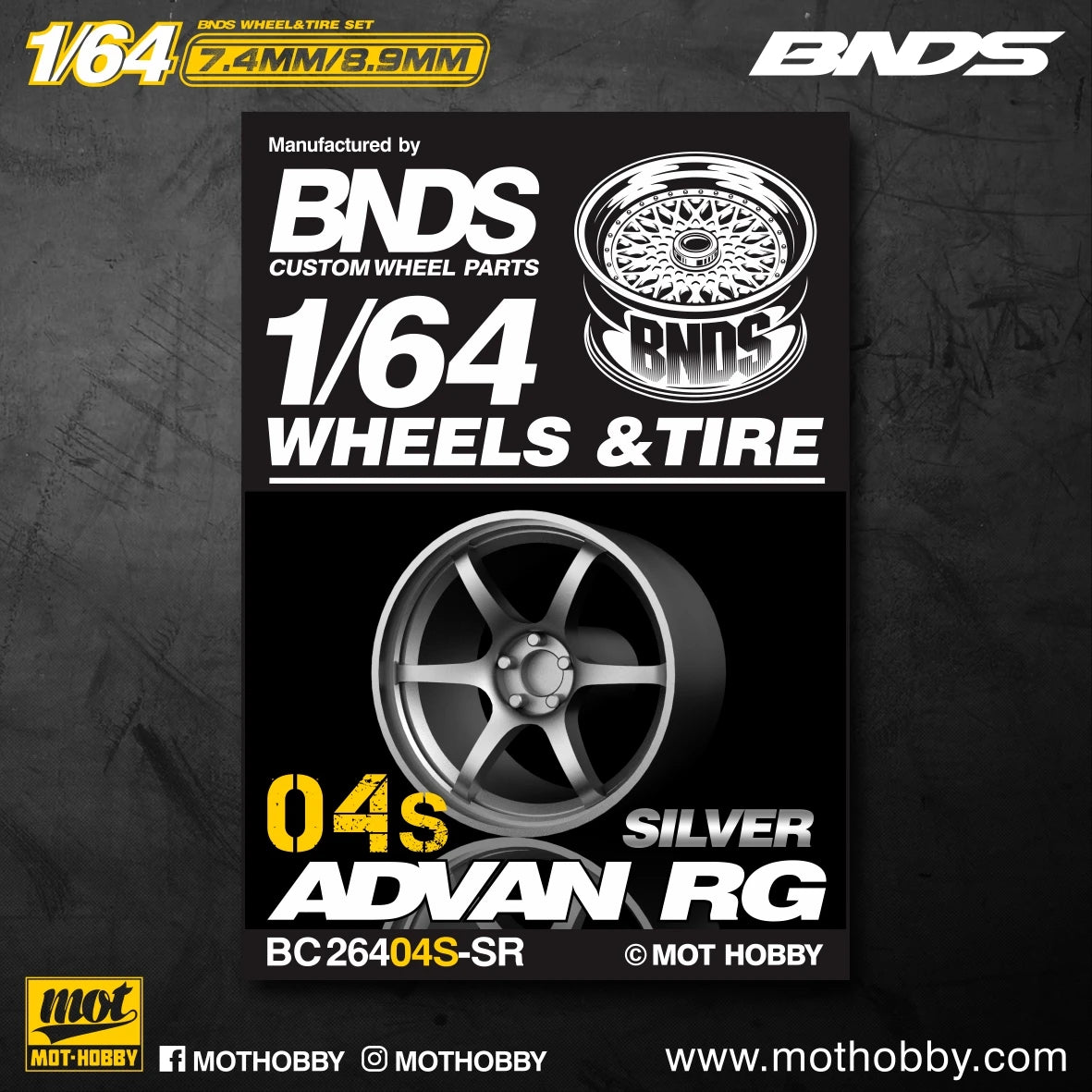 BNDS 1/64 Wheels With Rubber Tires ABS Assembly Rims Modified Parts for 1:64 Model Car VIP Style Detail-up Set New Clearance