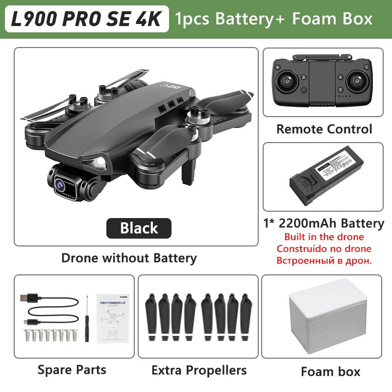 L900 Pro MAX GPS Drone 4K Professional HD Dual Camera 5G Wifi 360° Obstacle Avoidance Brushless Foldable Quadcopter RC Drone Toy