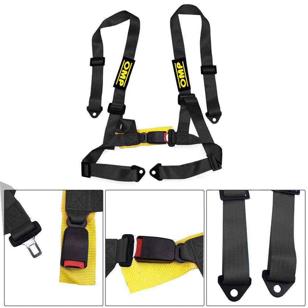 JDM Universal 2 Inch 4 Point Racing OMP Quick Release Seat Belt Harness 2" Rally Drift Car 4 Point OMP Belts Safety Harness
