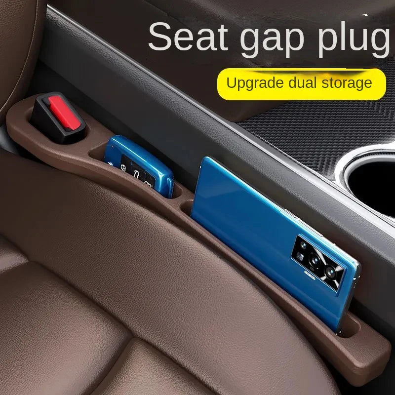 2Pcs Car Seat Gap Filler Organizer PU Waterproof Universal Car Seat Gap Anti-leak Stopper Strip 2Slot Seat Gap Storage Organizer