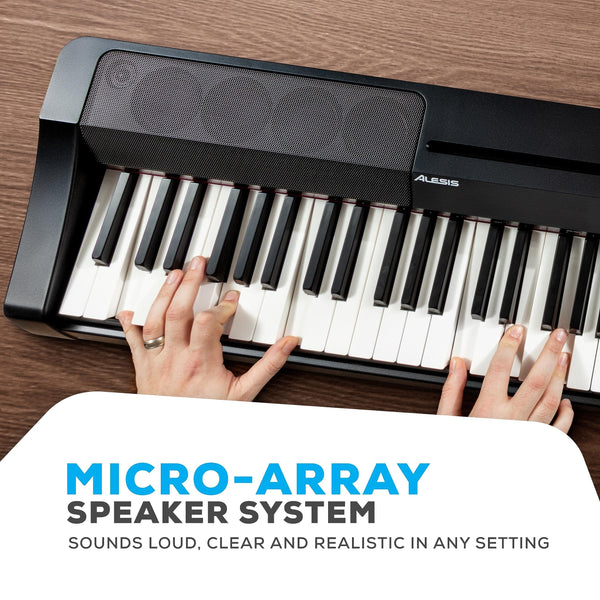 Alesis Recital Home Digital Piano with 88 Hammer Action Weighted Keys, Stand, Pedals and Lessons, Turquoise