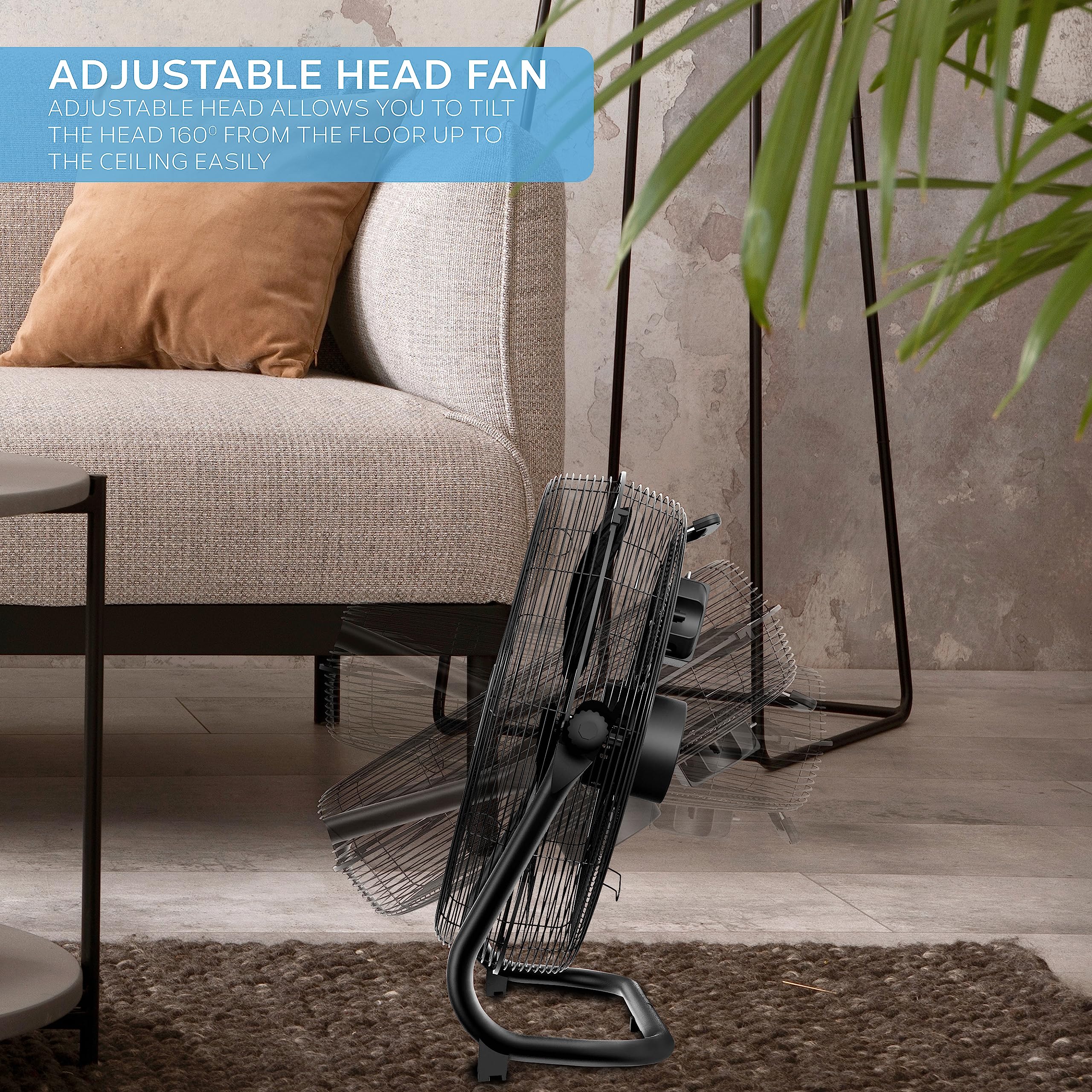 Air Pro 20" Floor Fan - Powerful Air Cooling & Circulating Fan with 3 Speed Setting & Adjustable Tilt - Indoor Home, Office, Gym Fan Quiet Portable