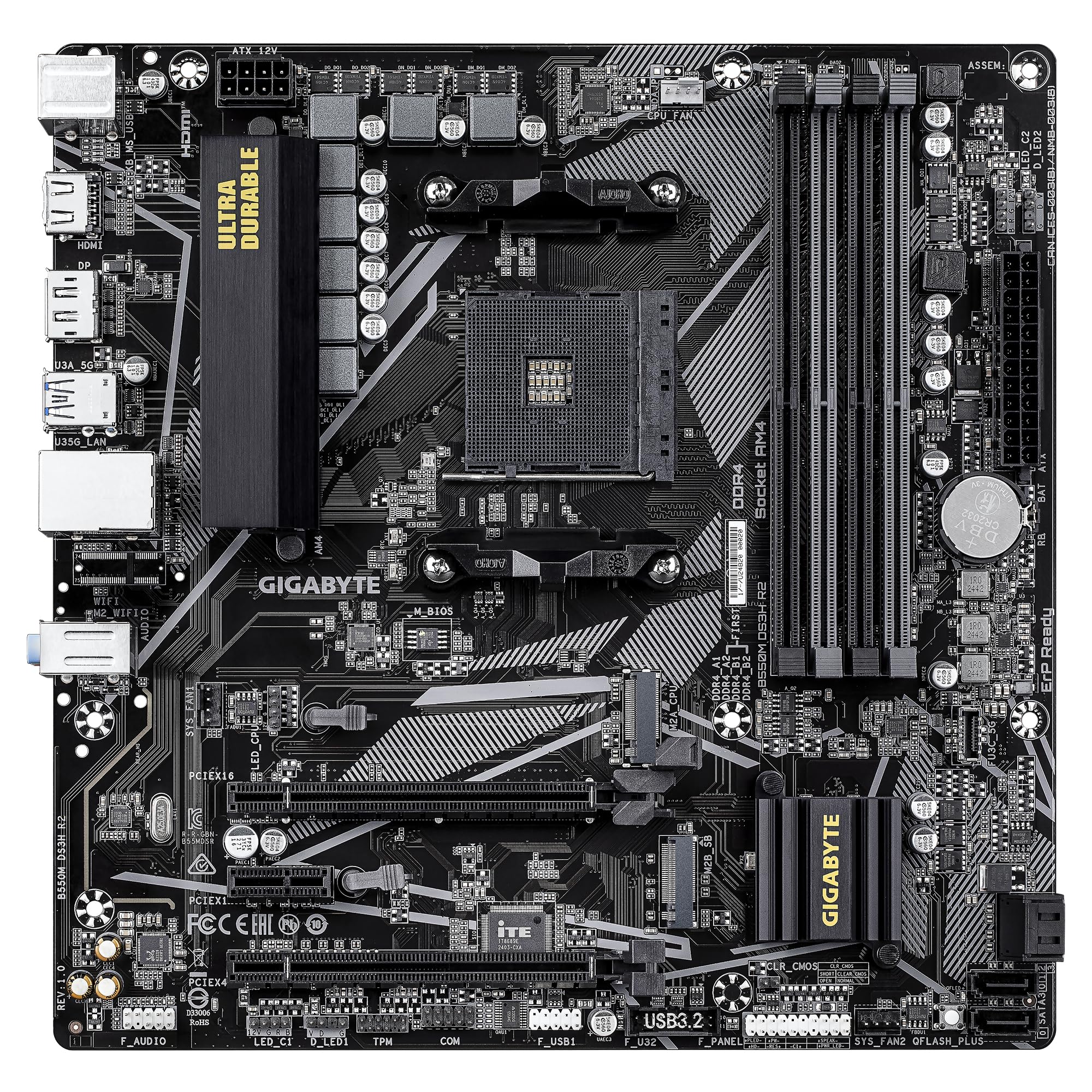 Gigabyte B550 AORUS ELITE V2 Motherboard - Supports AMD Ryzen 5000 Series AM4 CPUs, 12+2 Phases Digital Twin Power Design, up to 4733MHz DDR4 (OC), 2xPCIe 3.0 M.2, 2.5GbE LAN, USB 3.2 Gen1