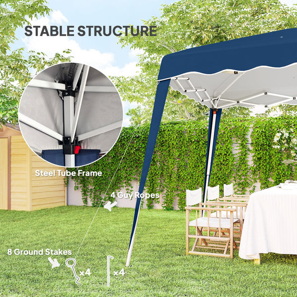 Outsunny 3 M x 3 M Base/ 2.5 M x 2.5 M Top Pop Up Gazebo, One Person Setup Instant with Carry Bag, Height Adjustable Slant Leg Party Tent Instant Event Shelter for Garden, Patio, Black