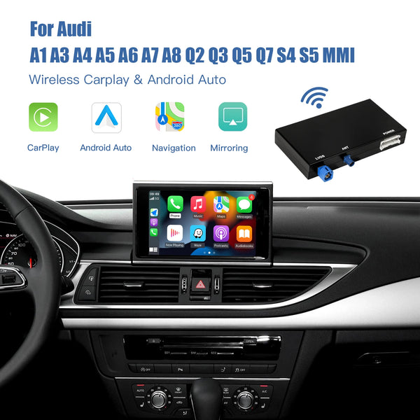 CARABC Wireless CarPlay Android AUTO for Audi A4/A5/Q5/S4/S5/A6/A7 Module supports OEM and retrofit rearview camera