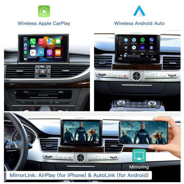 CARABC Wireless CarPlay Android AUTO for Audi A4/A5/Q5/S4/S5/A6/A7 Module supports OEM and retrofit rearview camera