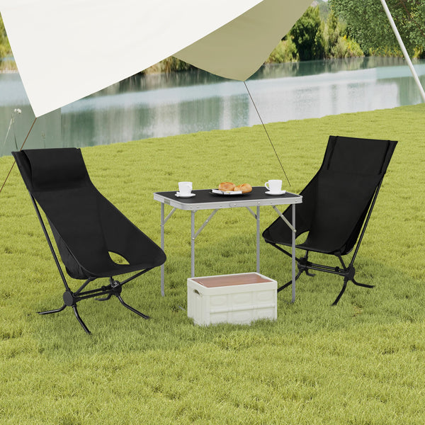 WOLTU Folding Camping Chair, Ultra Lightweight Alu Outdoor Chair, High Back, Portable Chair with Carrying Bag for Fishing, Picnic, Hiking, Heavy Duty 150kg Capacity, Black