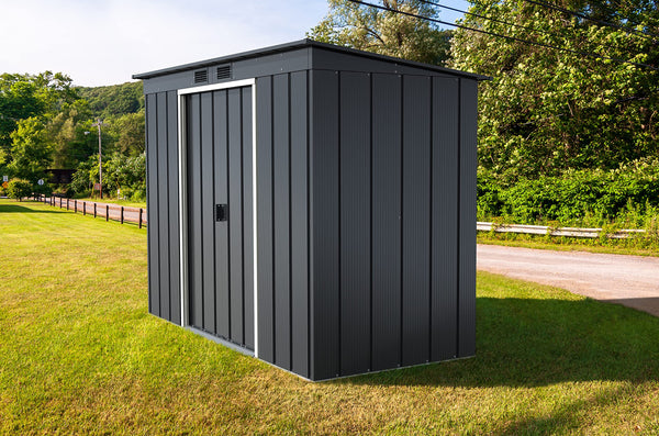 Duramax ECO 8 x 8 (6.35 m2) Metal Garden Storage Shed, Hot-Dipped Galvanized Metal Garden Shed, Tool Storage Shed, Strong Reinforced Roof Structure, Maintenance-Free Metal Shed, Anthracite