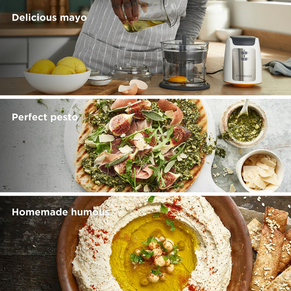 Kenwood Easy Chop Chopper, 0.5L Bowl, 2 Speeds, Quad Blade System, Anti-Slip Ring for Food Chopper Stability, 500W, CHP61.100WH, Dishwasher Safe, White