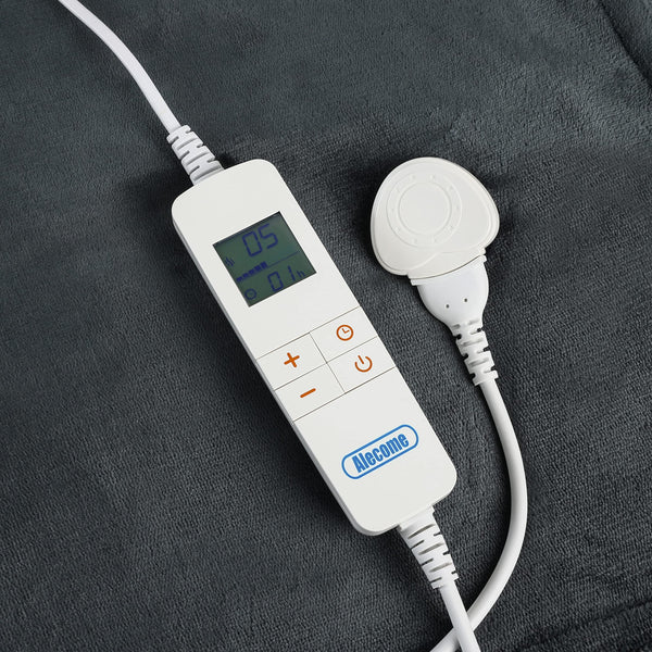 Electric Heated Throw Blanket 10 Heat Settings Washable 220gsm Fleece with Digital Remote Timer - 160cm x 130cm (Dark Grey)