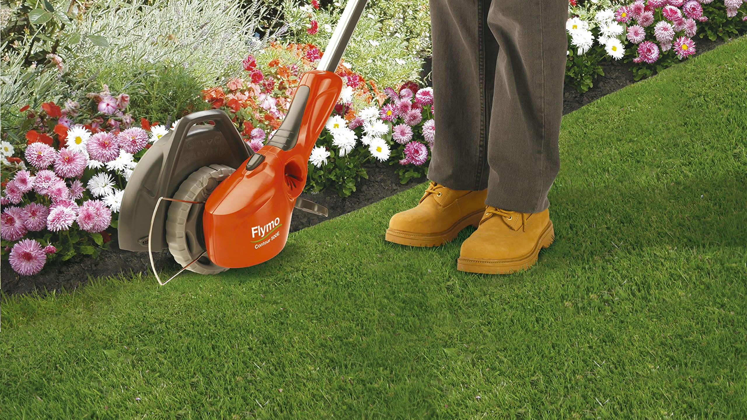 Flymo Contour 500E Electric Grass Trimmer and Edger, 500 W, Cutting Width 25 cm, Orange