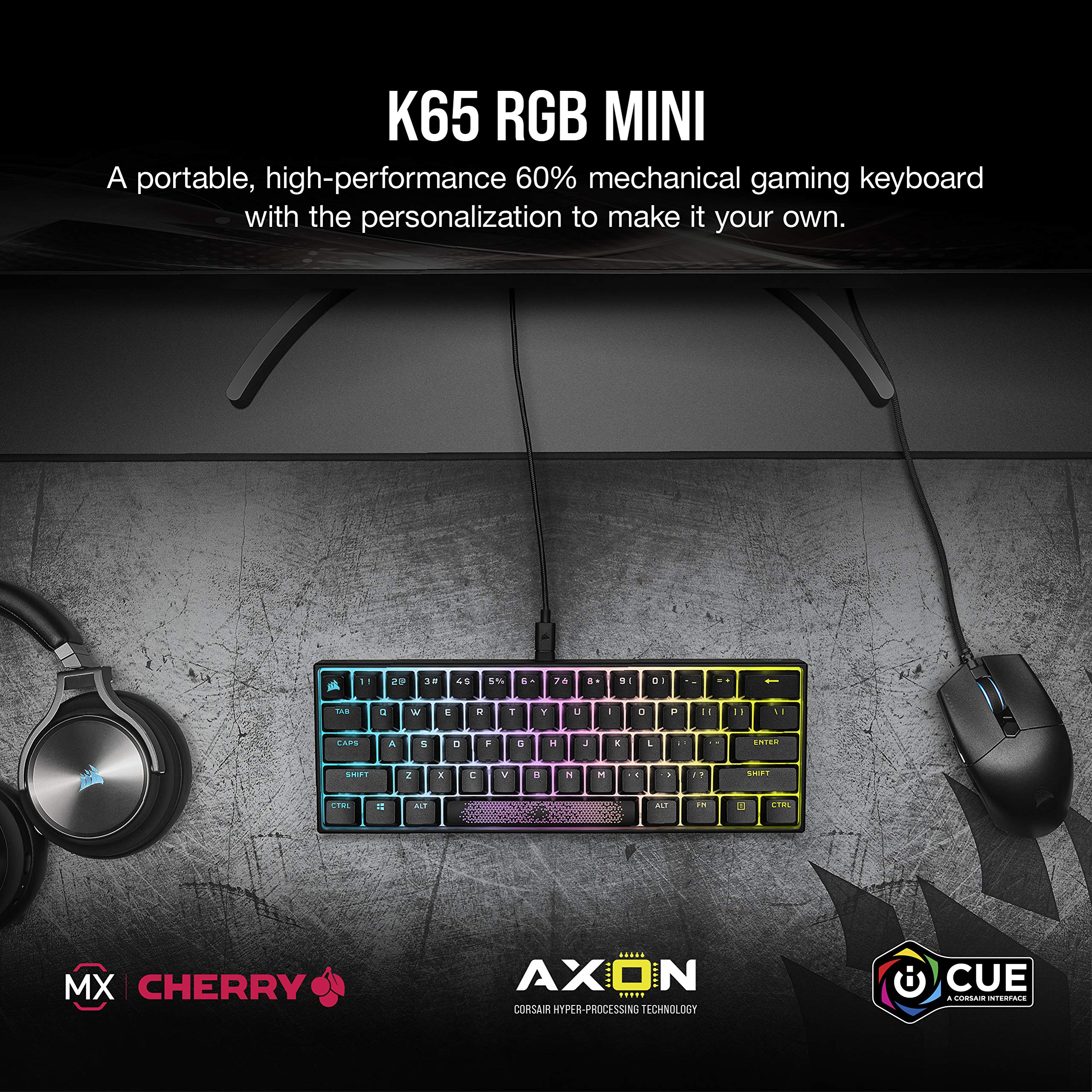 CORSAIR K70 PRO MINI WIRELESS RGB 60% Mechanical Gaming Keyboard – Swappable CHERRY MX RED Switches – PBT Double-Shot Keycaps – iCUE Compatible – PC, Mac, PS5, PS4, Xbox – QWERTY UK – Black