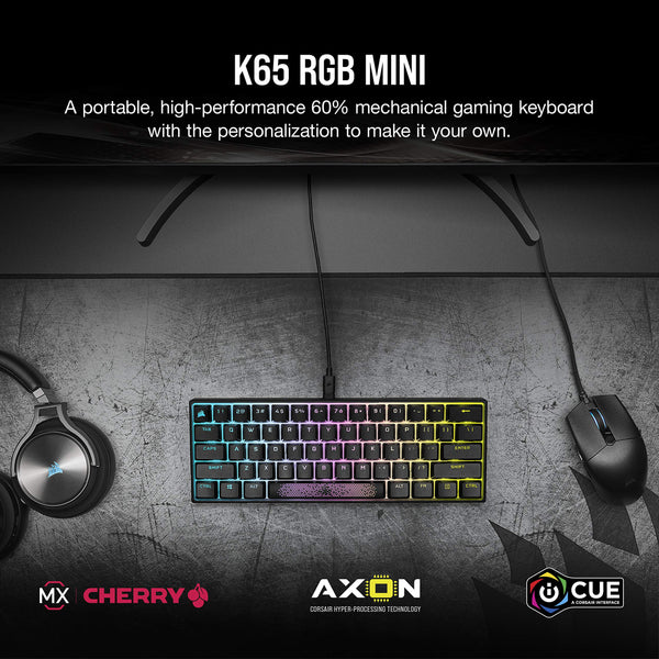 CORSAIR K70 PRO MINI WIRELESS RGB 60% Mechanical Gaming Keyboard – Swappable CHERRY MX RED Switches – PBT Double-Shot Keycaps – iCUE Compatible – PC, Mac, PS5, PS4, Xbox – QWERTY UK – Black